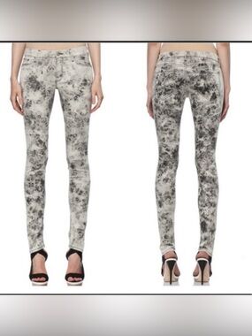 MOTHER JEANS Rebel At Night The Looker Tie Dye Skinny Black Grey Pants Size 25
